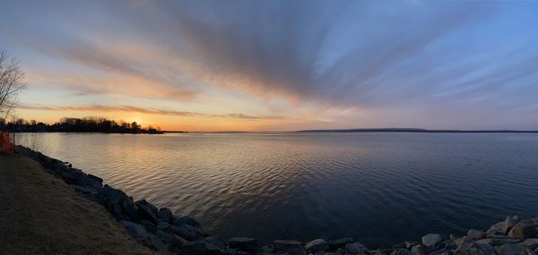 Scenic view of sea against sky during sunset