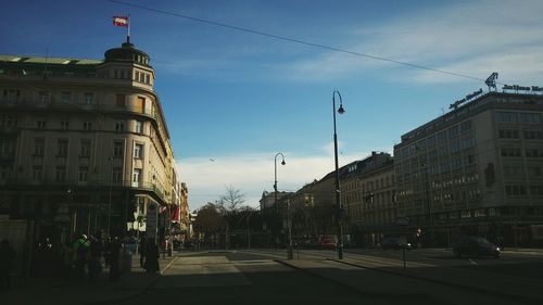 View of city street against sky