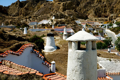 High angle view of buildings in town