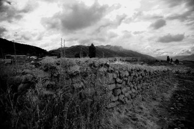 Scenic view of landscape against cloudy sky