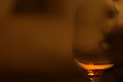 Close-up of beer glass on table