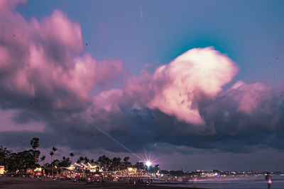 Panoramic view of illuminated city against sky at night