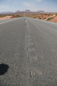 Surface level of road against sky