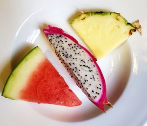 High angle view of dessert on plate