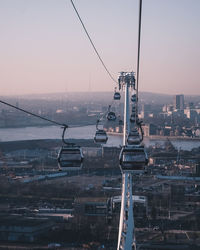 High angle view of cityscape against sky during sunset