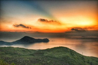 Dramatic sky over sea during sunset