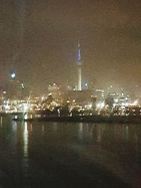 Illuminated city at night