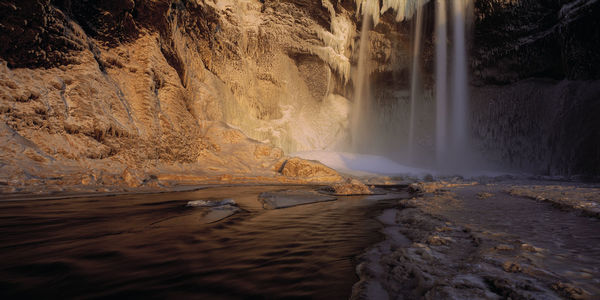 Skógafoss waterfall in the winter in south iceland