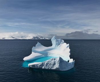 Scenic view of sea against sky during winter