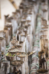 Close-up of stack of wood