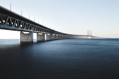 The might of scandinavian ingenuity. the oresund bridge viewed from the swedish side. 