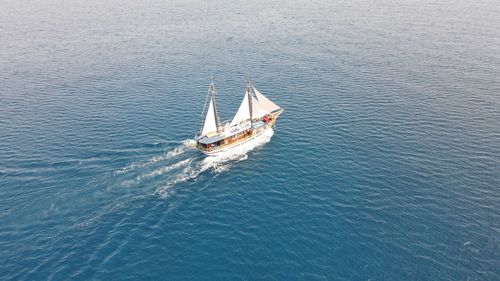 Sailboat sailing in sea