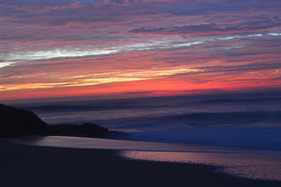 Scenic view of sea against sky at sunset