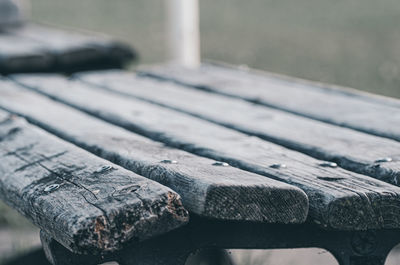 Close-up of wooden bench