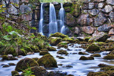 Scenic view of waterfall