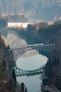 High angle view of bridge over river against sky