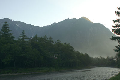 Scenic view of mountains against clear sky