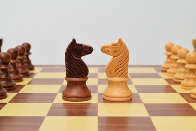 Close-up of chess pieces
