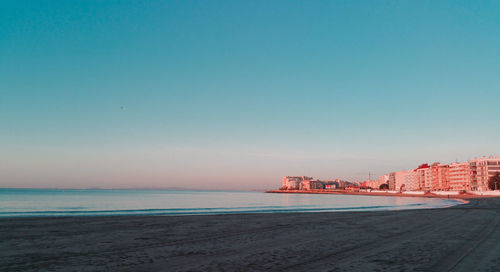 Scenic view of sea against clear sky