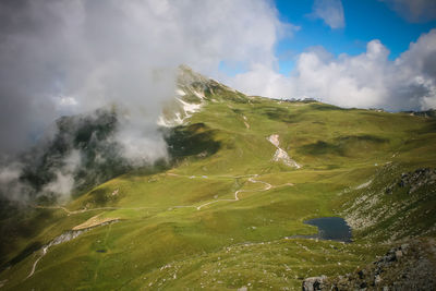 Scenic view of mountains against sky