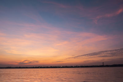 Scenic view of sea against sky at sunset