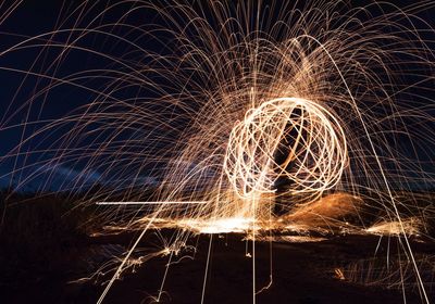 Firework display at night
