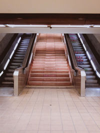 High angle view of escalator in subway station