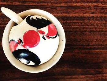 High angle view of dessert in plate on table