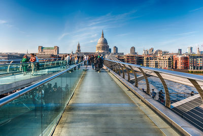 Millennium bridge, a steel suspension bridge for pedestrians in london, england, uk