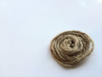 High angle view of rope on white background