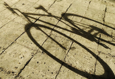 Shadow of bicycle on footpath