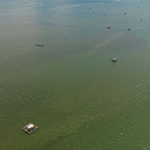 High angle view of boat in sea