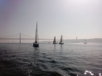 Boat sailing in sea