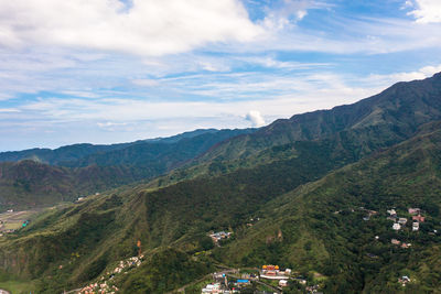 High angle view of townscape against sky