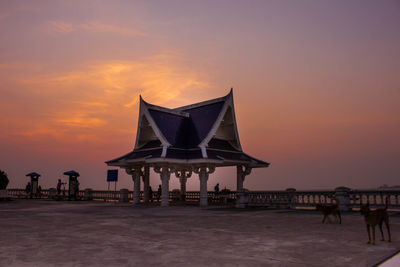 Gazebo in park during sunset