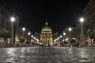 Illuminated city at night