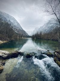 Scenic view of lake against sky