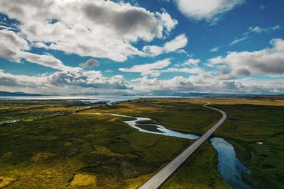 High angle view of landscape against sky