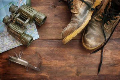 High angle view of shoes on table