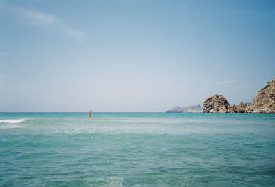 Scenic view of sea against clear sky