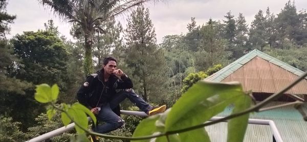 Woman sitting in park