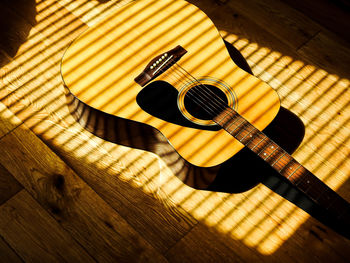 High angle view of guitar