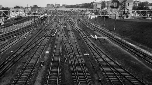 High angle view of railway tracks