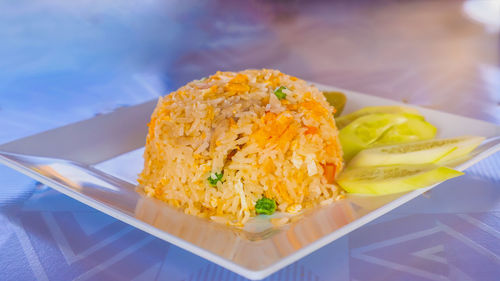 Fried rice on plate menu asia chinese china and thai food cuisine,