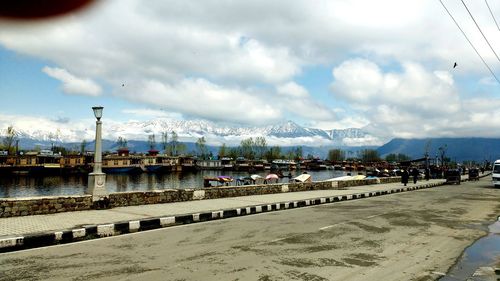 Cloudy sky over mountain range