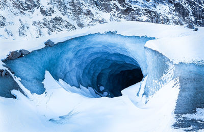 Close-up of frozen water