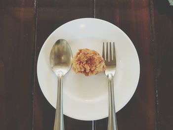 Directly above shot of breakfast served on table