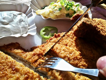 Midsection of schnitzel