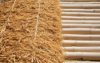 Close-up of hay bales