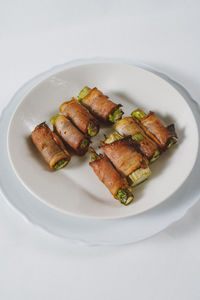 High angle view of food in plate